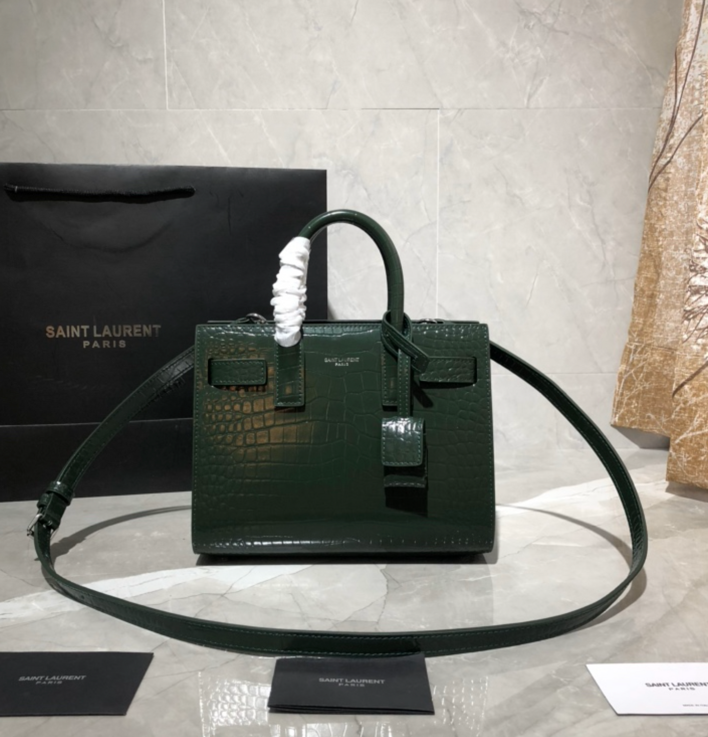 Bolso Nano Sac Jour Cocodrilo Verde Oscuro