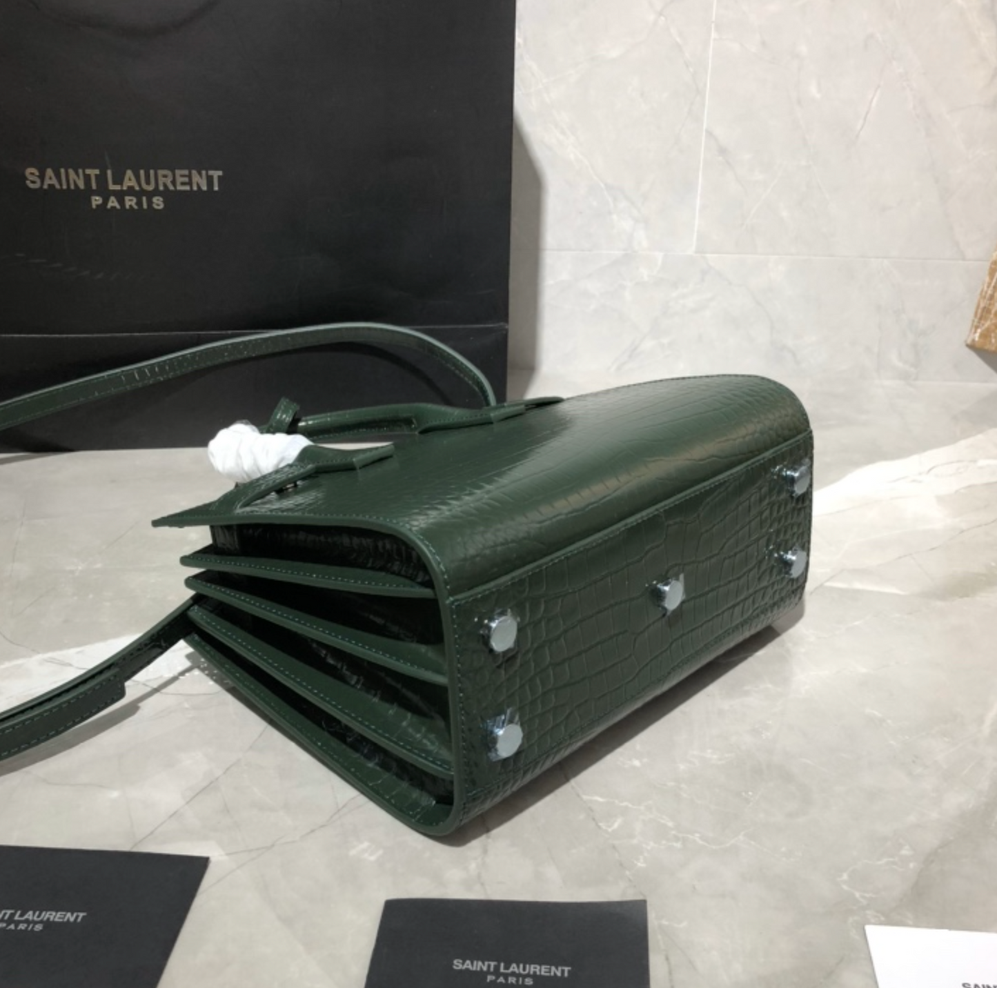 Bolso Nano Sac Jour Cocodrilo Verde Oscuro