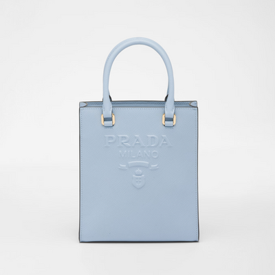 Bolso de mano pequeño en piel Saffiano Azul