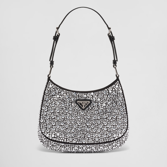 Bolso de satén Prada Cleo con cristales Metal
