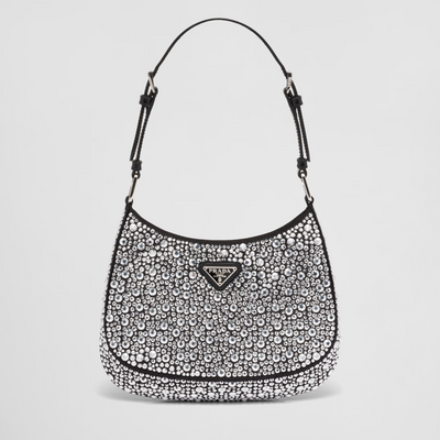 Bolso de satén Prada Cleo con cristales Metal