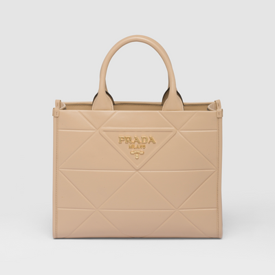 Bolso Prada Symbole pequeño con pespuntes Beige