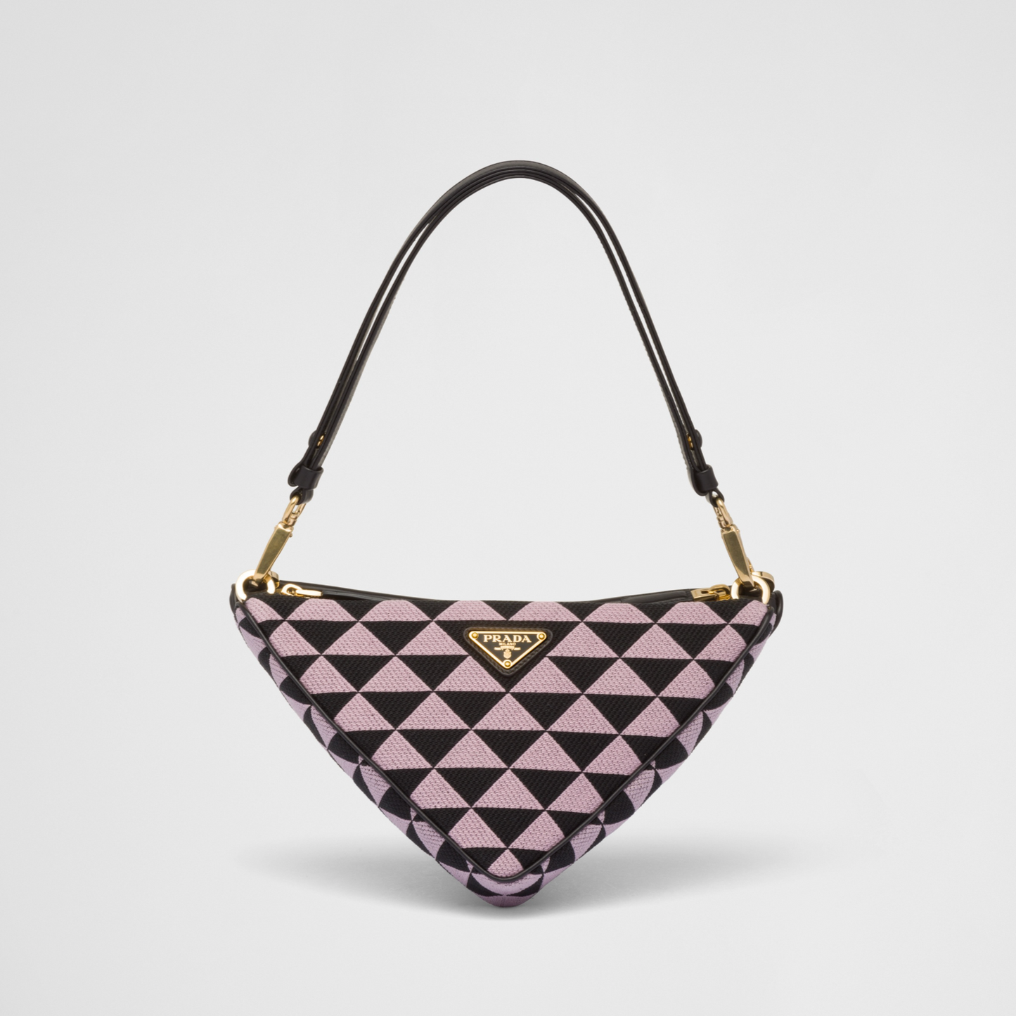 Bolso Prada Symbole de piel y tela Alabastro/Negro