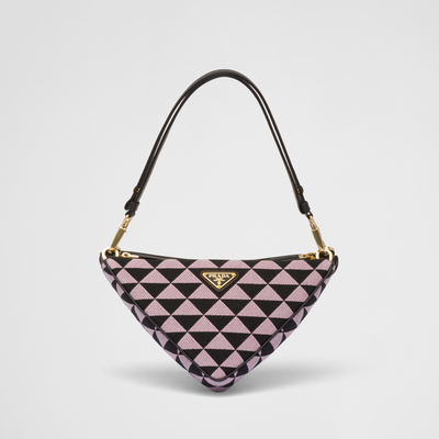Bolso Prada Symbole de piel y tela Alabastro/Negro