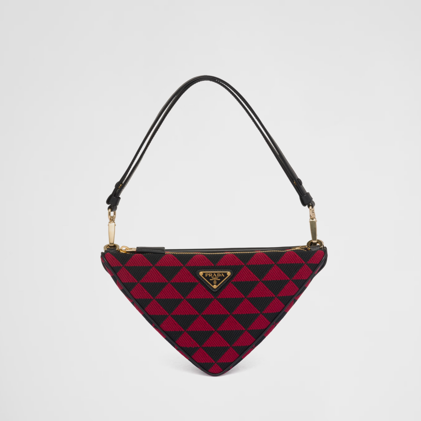 Bolso Prada Symbole de piel y tela Cereza/Negro