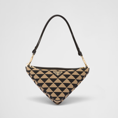 Bolso Prada Symbole de piel y tela Beige/Negro