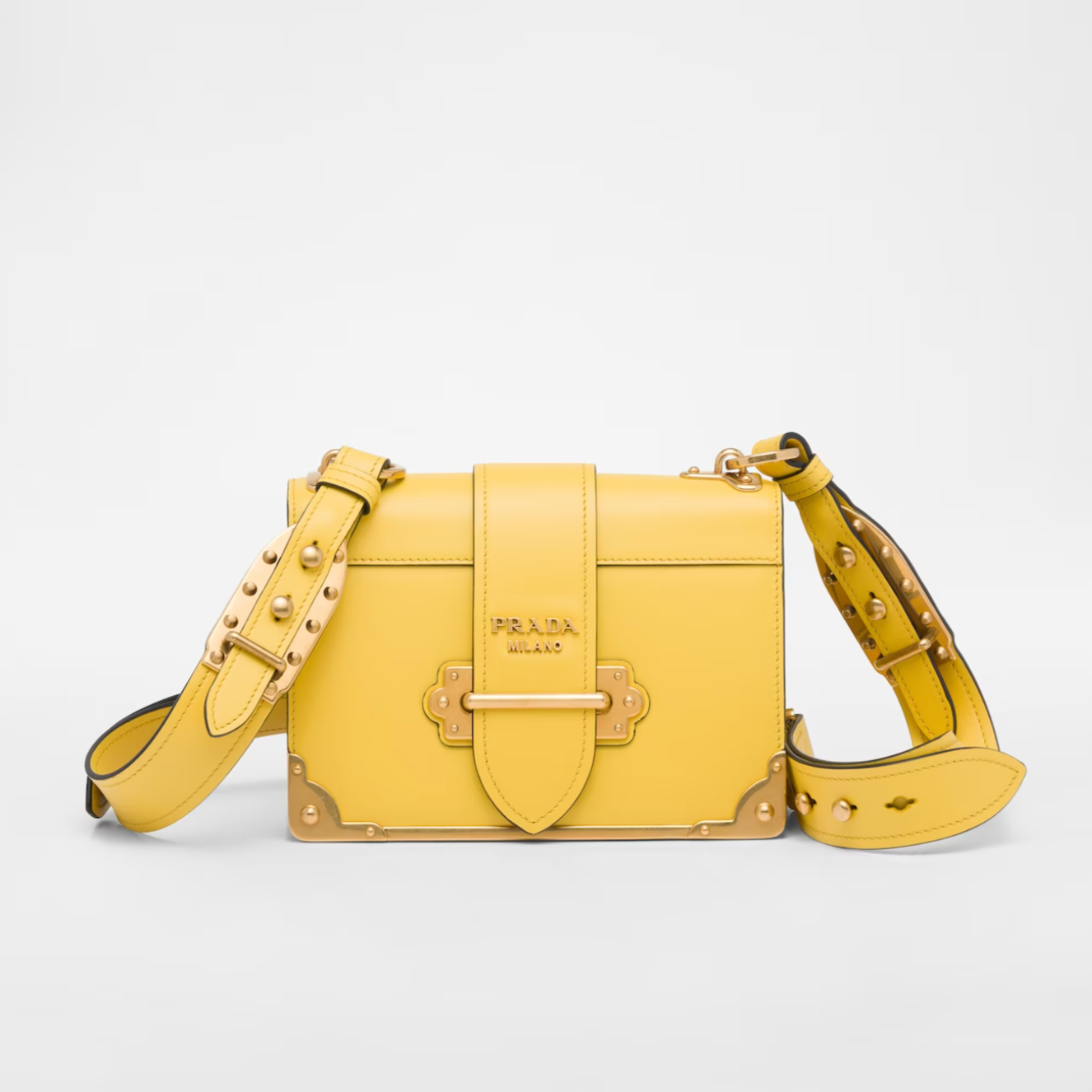Bolso Prada Cahier de piel Amarillo