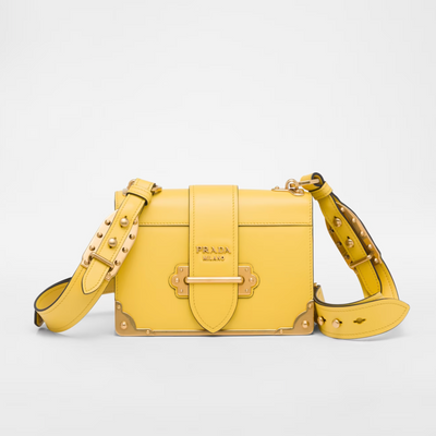Bolso Prada Cahier de piel Amarillo