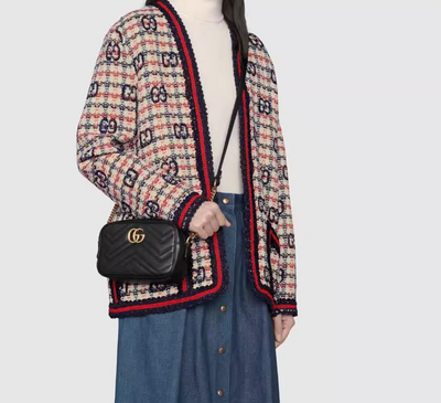 Minibolso GG Marmont de Matelassé Negro