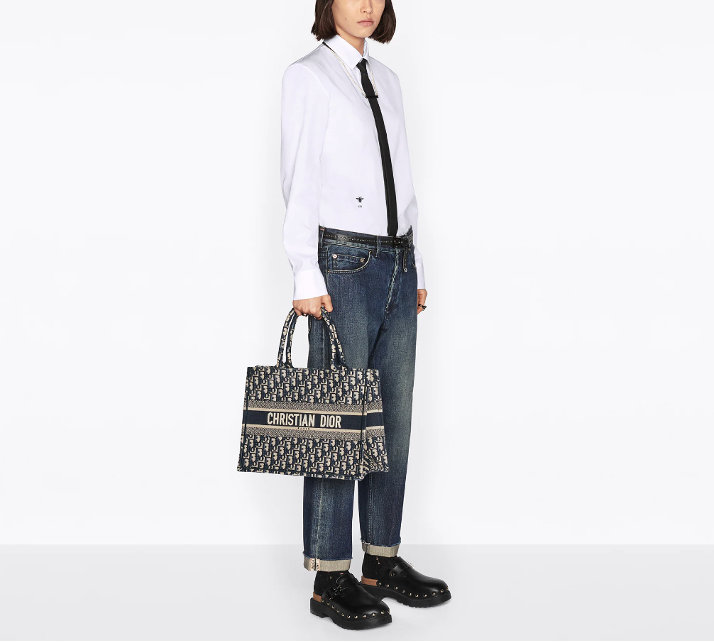 Bolso Dior Book Tote Mediano Jardin d'Hiver Dorado/Blanco