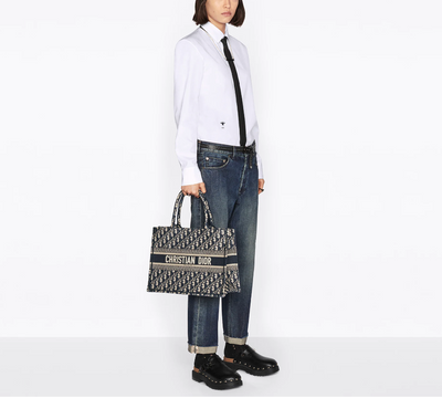 Bolso Dior Book Tote Mediano Jardin d'Hiver Dorado/Blanco