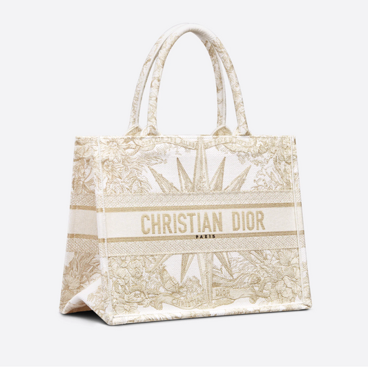 Bolso Dior Book Tote Mediano Rêve d'Infini Blanco/ Dorado