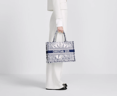 Bolso Dior Book Tote Mediano Rêve d'Infini Blanco/Azul