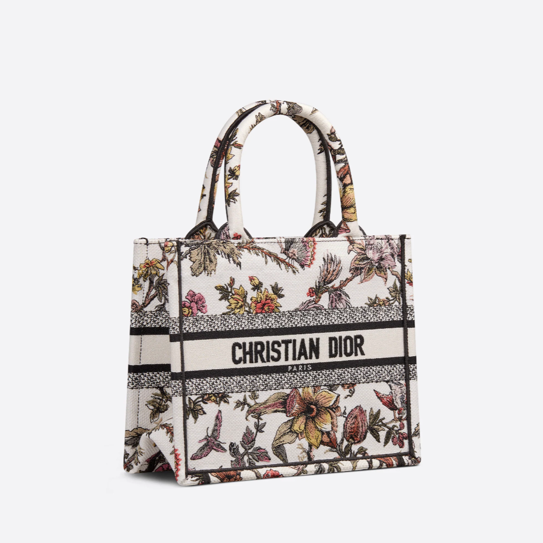 Bolso Dior Book Pequeño Jardin Botanique blanco multicolor
