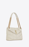 Bolso Cadena Mediano Puffer Cordero Acolchado Blanco