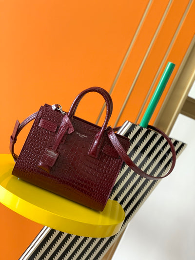 Bolso Nano Sac Jour Cocodrilo Granate