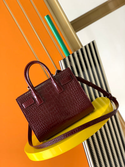 Bolso Nano Sac Jour Cocodrilo Granate
