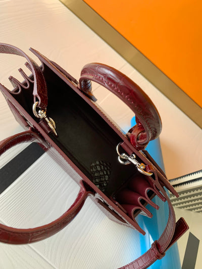 Bolso Nano Sac Jour Cocodrilo Granate
