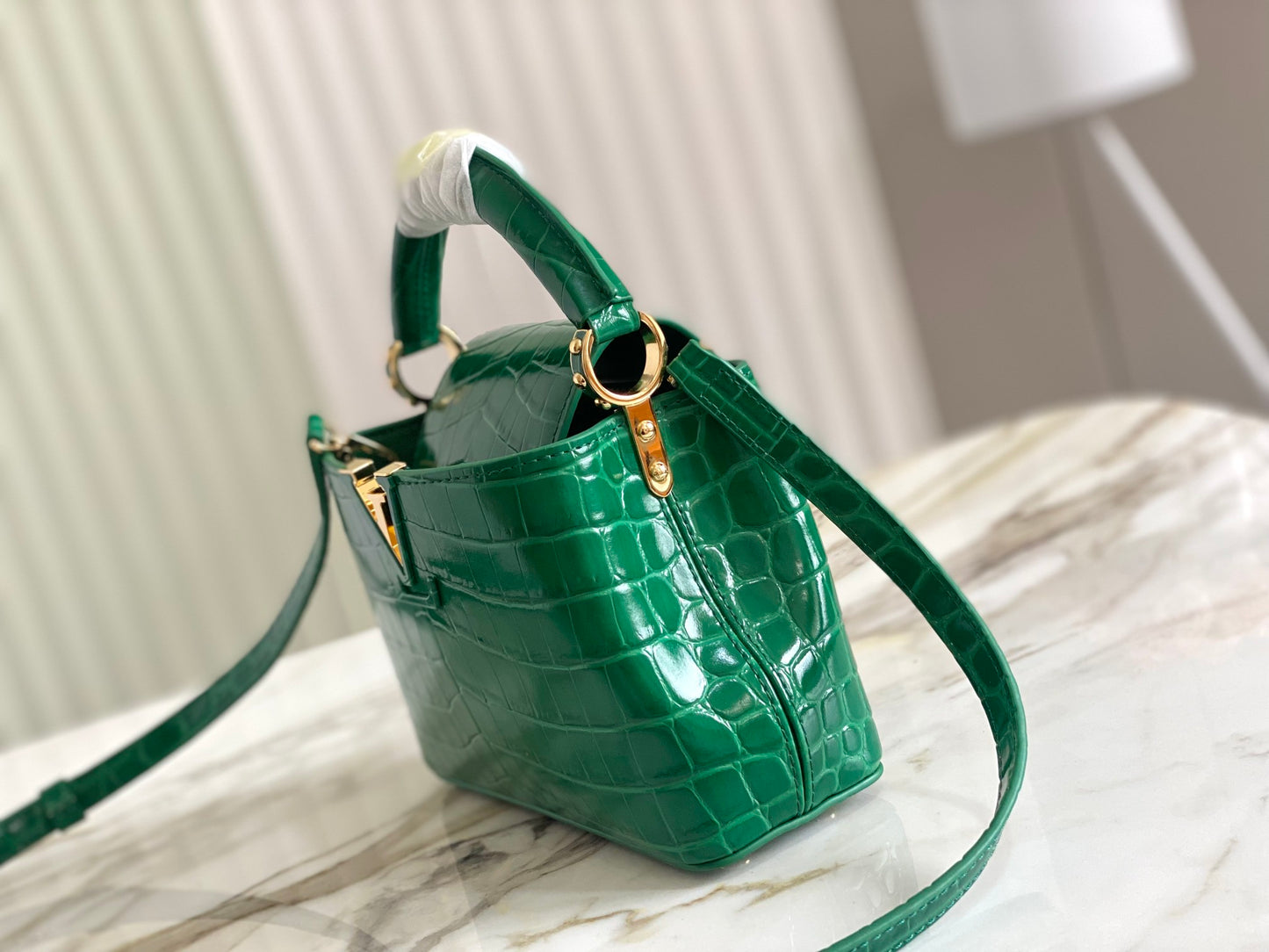 Bolso Capucines BB Cocodrilo Verde