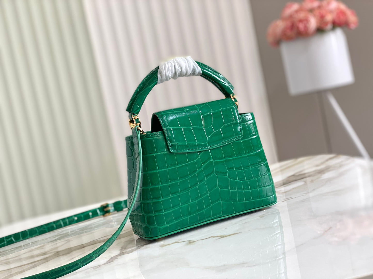 Bolso Capucines BB Cocodrilo Verde