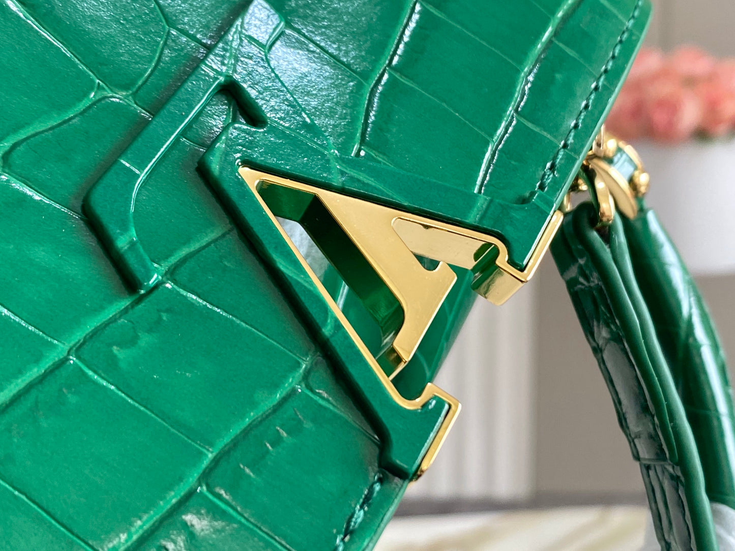 Bolso Capucines BB Cocodrilo Verde