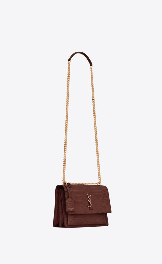 Bolso Sunset Medium Cocodrilo Rojo Velvet