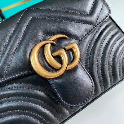 Minibolso GG Marmont con asa Negro