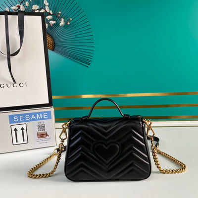 Minibolso GG Marmont con asa Negro