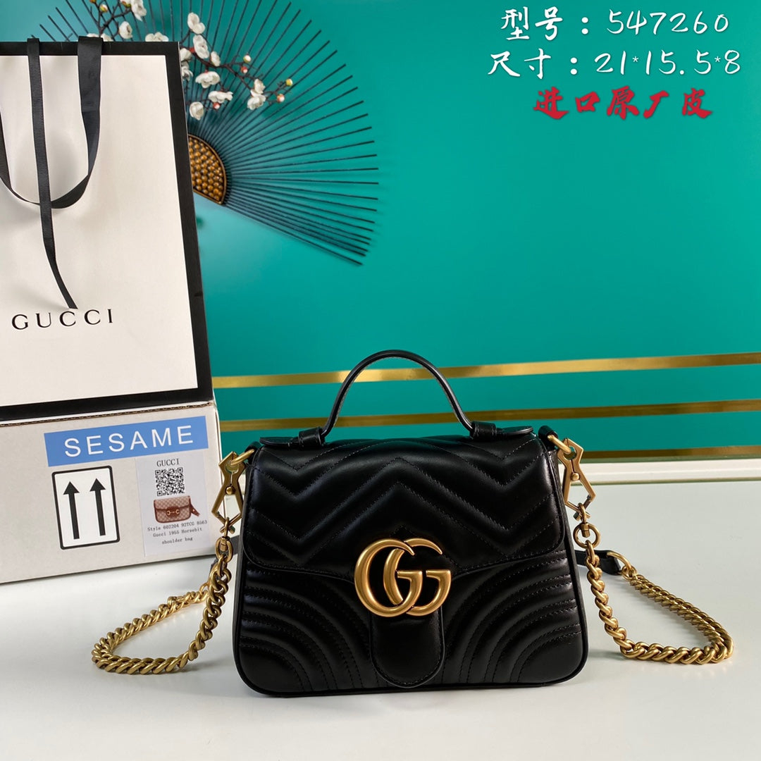 Minibolso GG Marmont con asa Negro