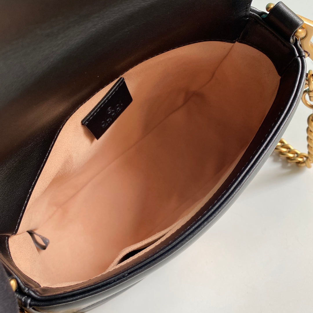 Minibolso GG Marmont con asa Negro