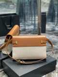 Bolso de Hombro Manhattan Lona y Piel Beige/Marrón