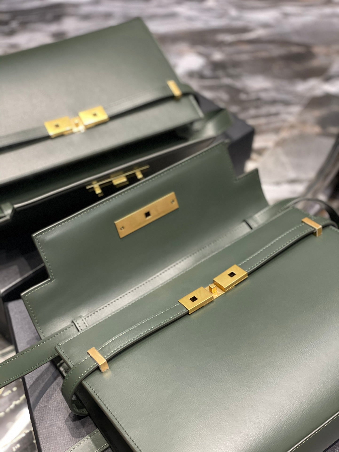 Bolso de Hombro Manhattan Piel Verde Oscuro