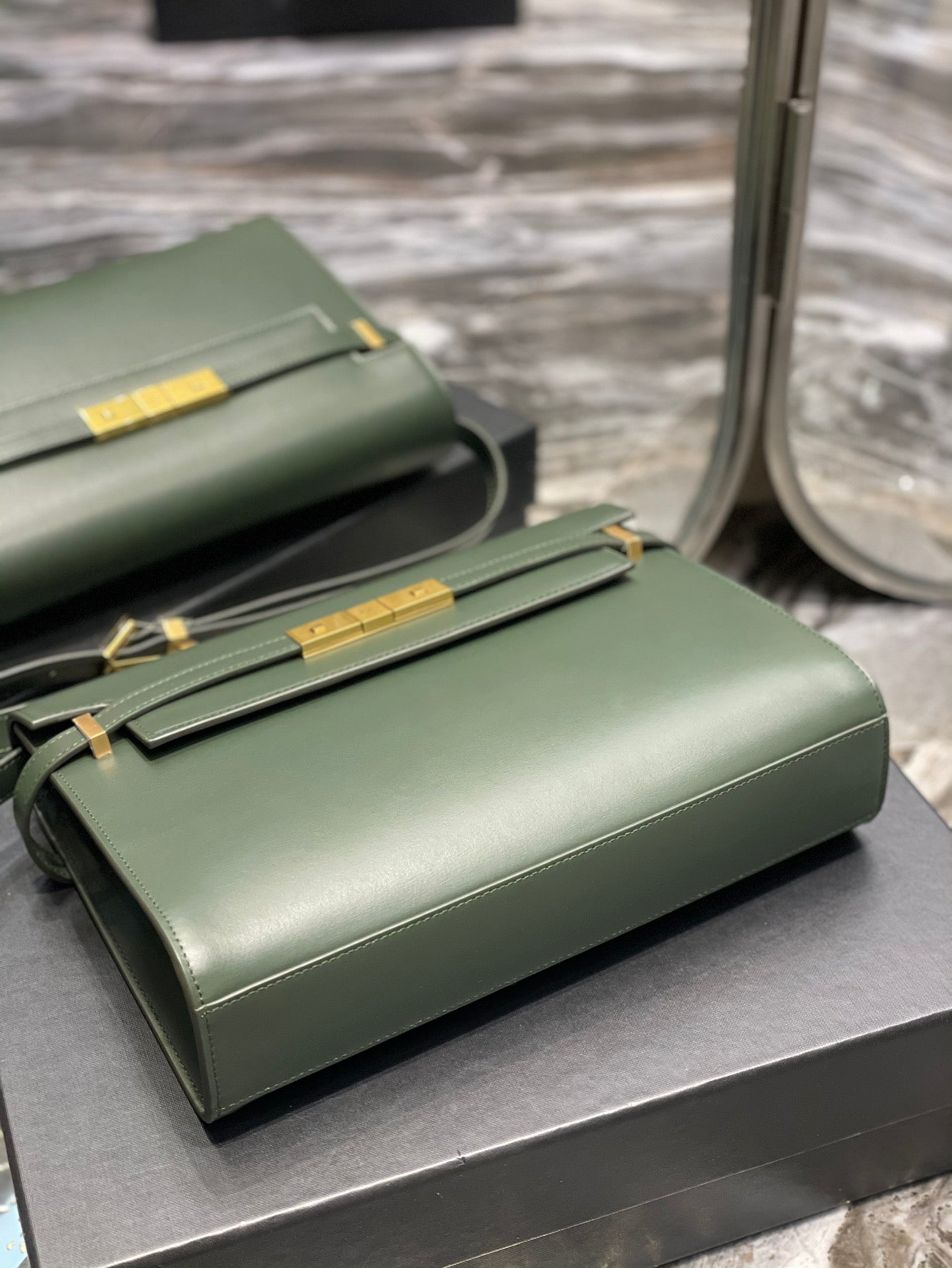 Bolso de Hombro Manhattan Piel Verde Oscuro