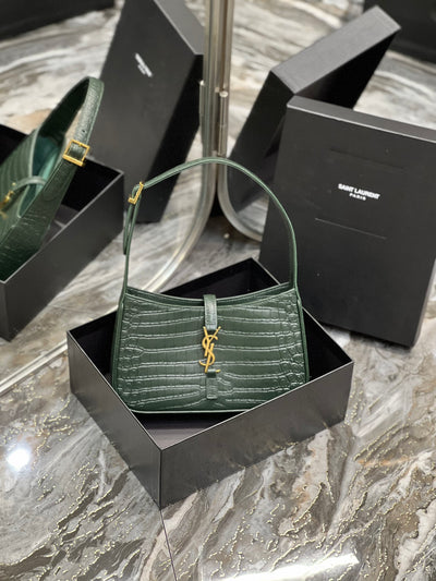 Bolso Hobo Le 5 a 7 Piel Cocodrilo Verde