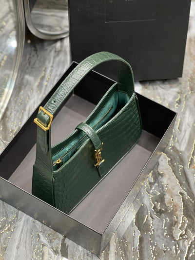 Bolso Hobo Le 5 a 7 Piel Cocodrilo Verde