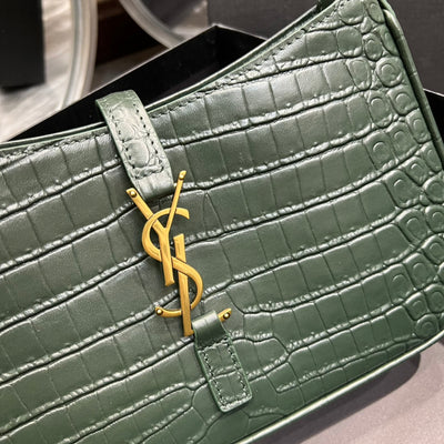 Bolso Hobo Le 5 a 7 Piel Cocodrilo Verde