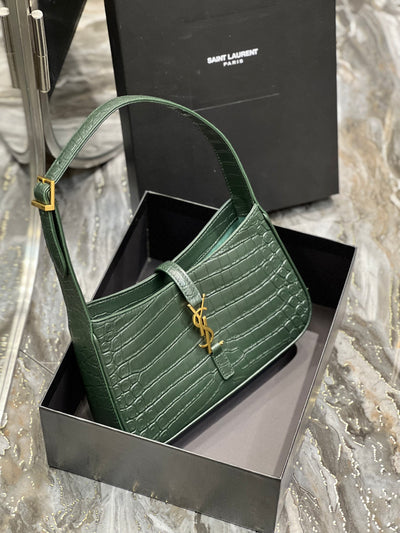 Bolso Hobo Le 5 a 7 Piel Cocodrilo Verde