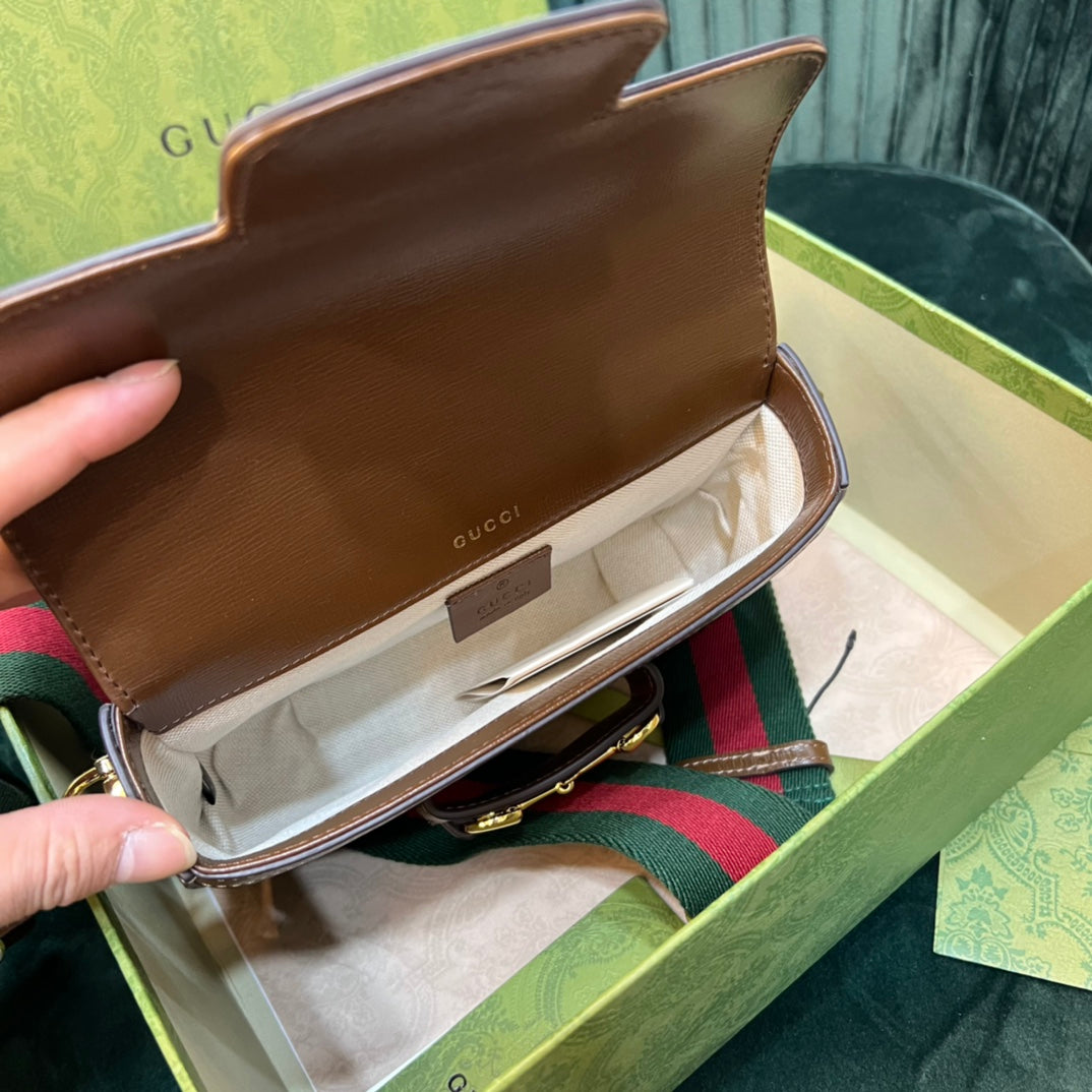 Minibolso Gucci Horsebit 1955 Marrón