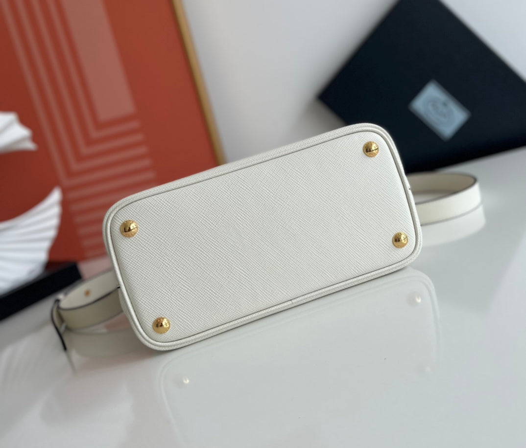 Bolso Double Saffiano Blanco 25 cm