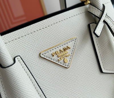 Bolso Double Saffiano Blanco 25 cm