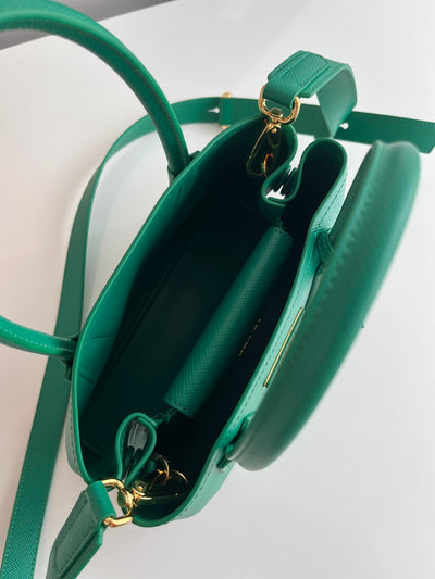 Bolso Double Saffiano Verde 25 cm