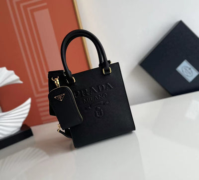 Bolso de mano pequeño en piel Saffiano Negro