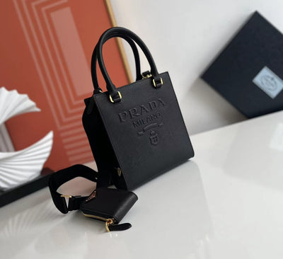 Bolso de mano pequeño en piel Saffiano Negro