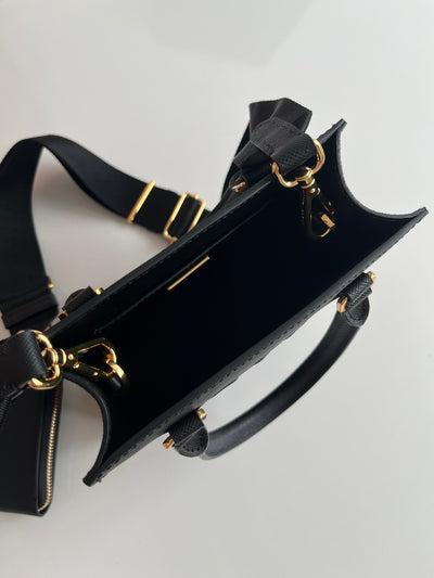 Bolso de mano pequeño en piel Saffiano Negro