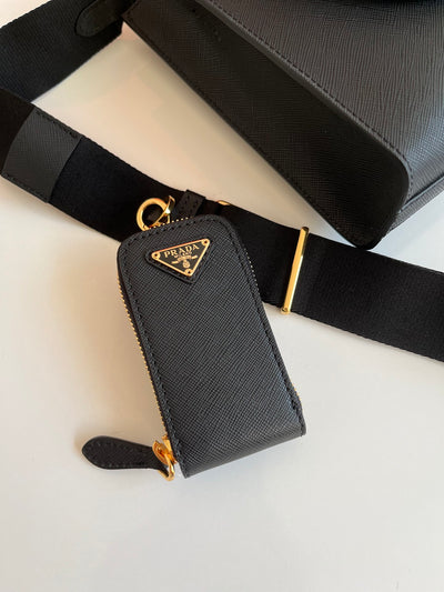 Bolso de mano pequeño en piel Saffiano Negro