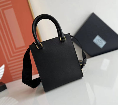 Bolso de mano pequeño en piel Saffiano Negro
