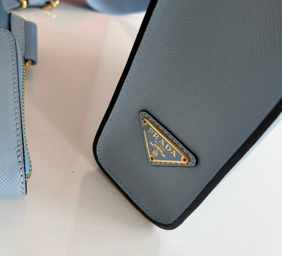 Bolso de mano pequeño en piel Saffiano Azul