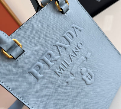 Bolso de mano pequeño en piel Saffiano Azul