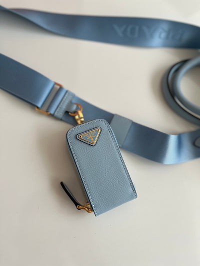 Bolso de mano pequeño en piel Saffiano Azul