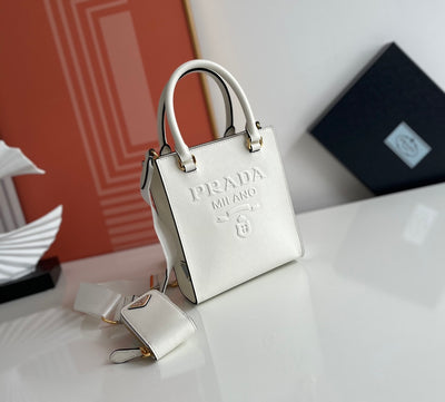 Bolso de mano pequeño en piel Saffiano Blanco